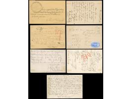 1876, six pre-printed postcards (No. 25A) bearing Ceres 15 c. and Allegorie frankings, one cancelled on backside “Association